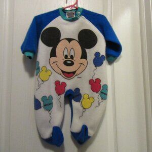 Vintage Mickey Babies Medium Warm Fuzzy Sleeper Pajama's